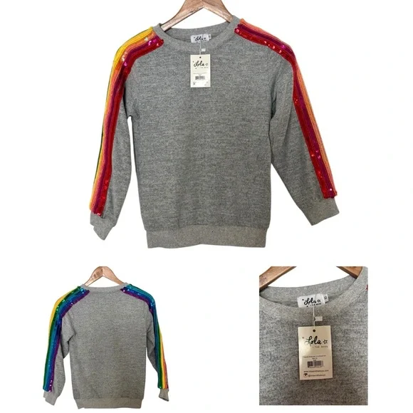 NWT Lola + the Boys Sequin Rainbow Sweater - Picture 1 of 4
